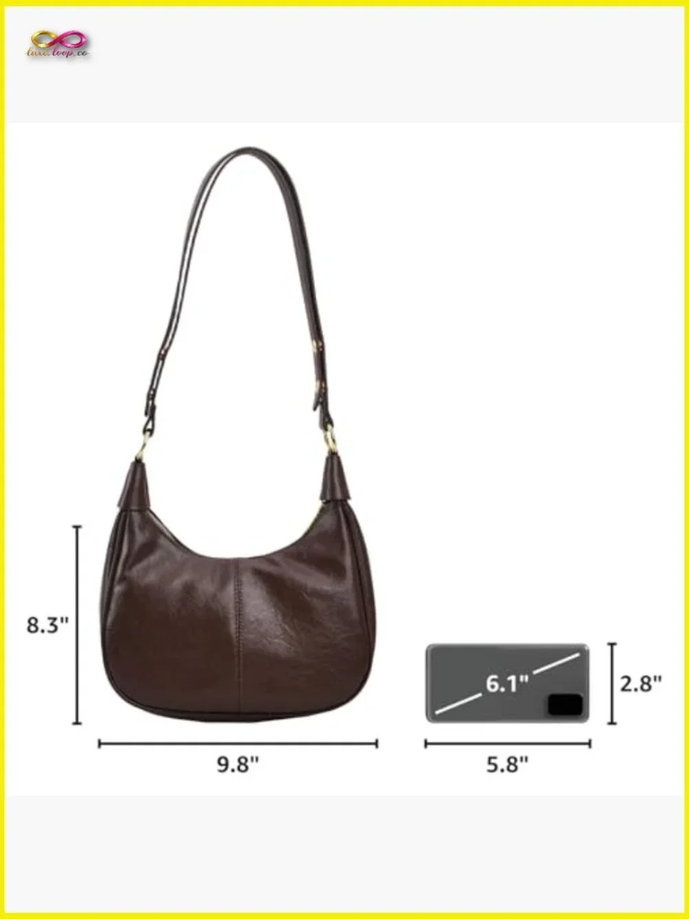 Small Crescent Hobo Bag Crossbody Shoulder Purse Lightweight Faux Leather